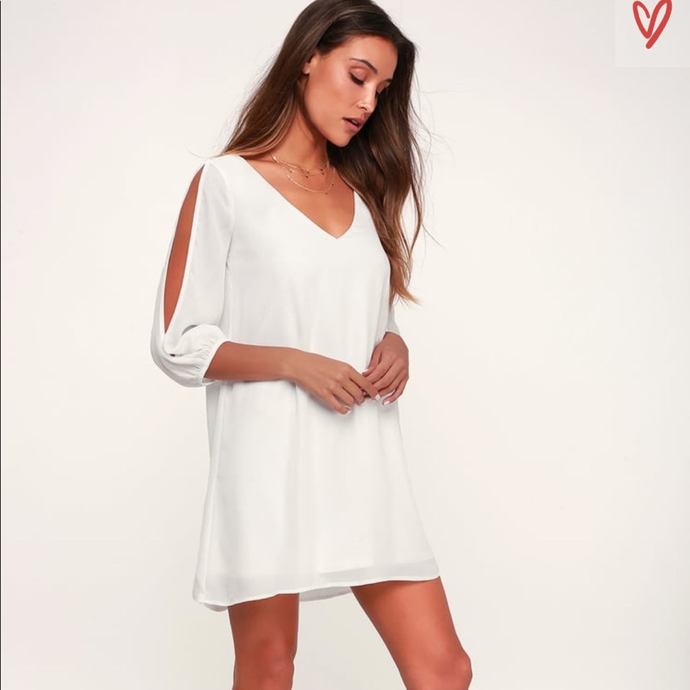 Lulus shift dears ivory long sleeve dress